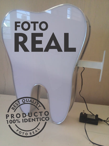 Anuncio Luminoso LED en Forma de Muela 3D para Consultorio Dental – Doble VISTA