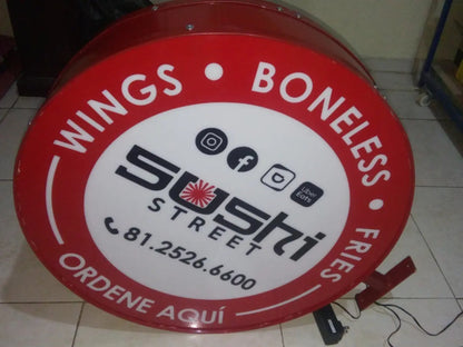 Anuncio Luminoso Circular de 50cm LED Personalizado 3D – Doble Vista para Negocios